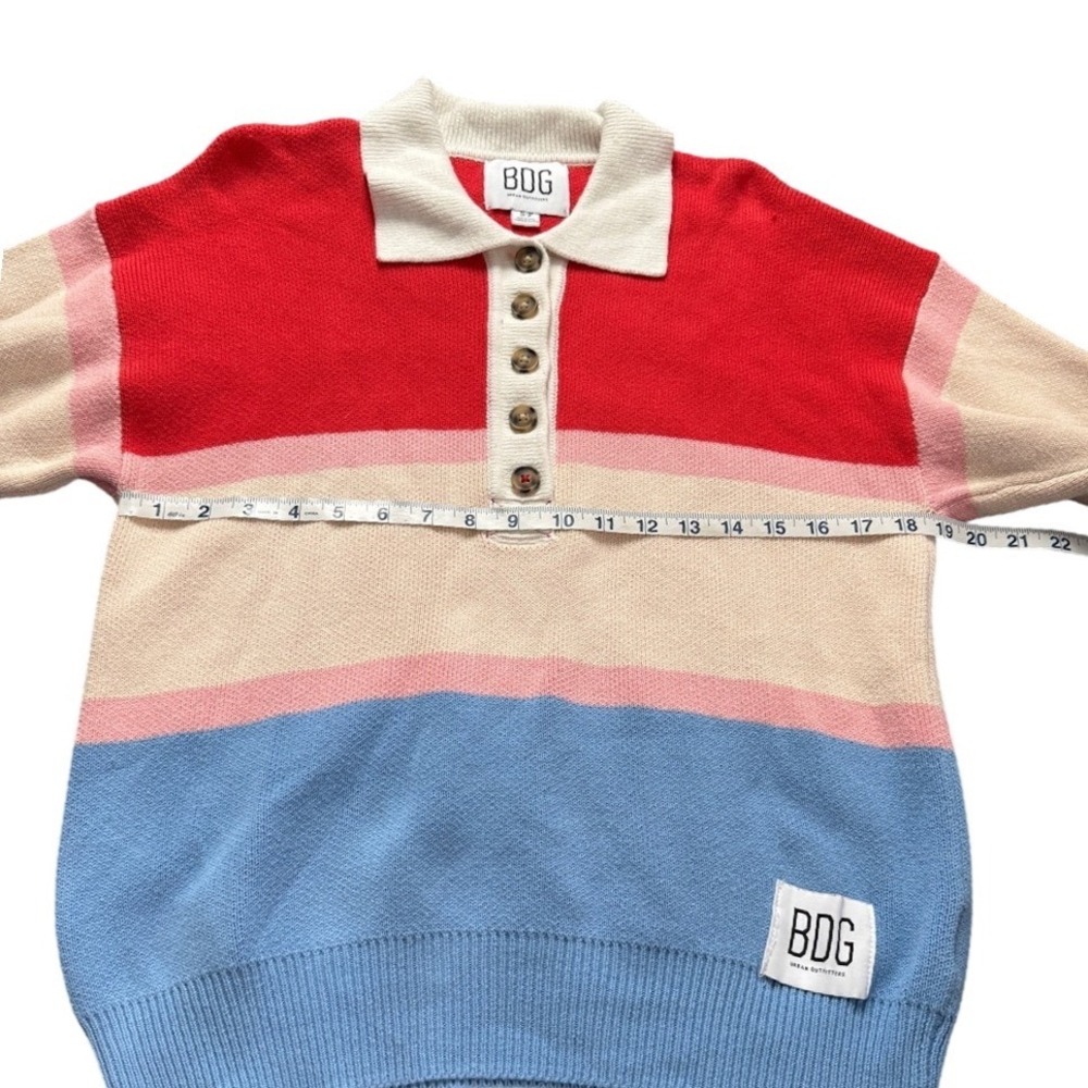 BDG Urban Outfitters Oversized Renna Stripe Rugby Polo Sweater S Preppy Academia - Picture 4 of 8